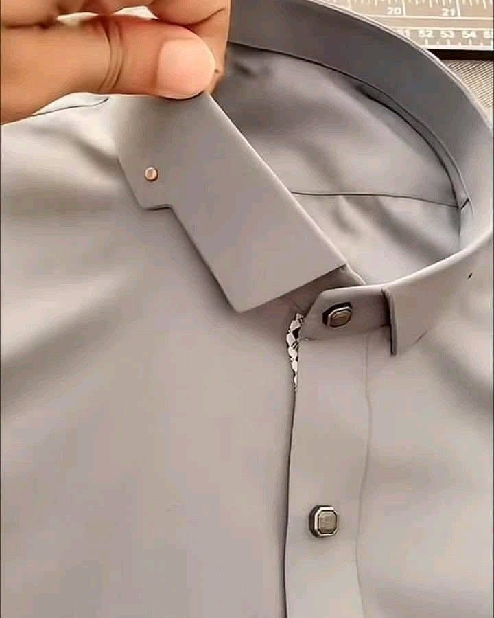 Grey Mandarin Collar Shirt